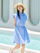 Women's Striped Dress with Structured Sleeves